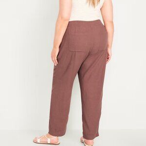 Old Navy High-Waisted Linen-Blend Straight Ankle Pants, Warm Taupe, 4X